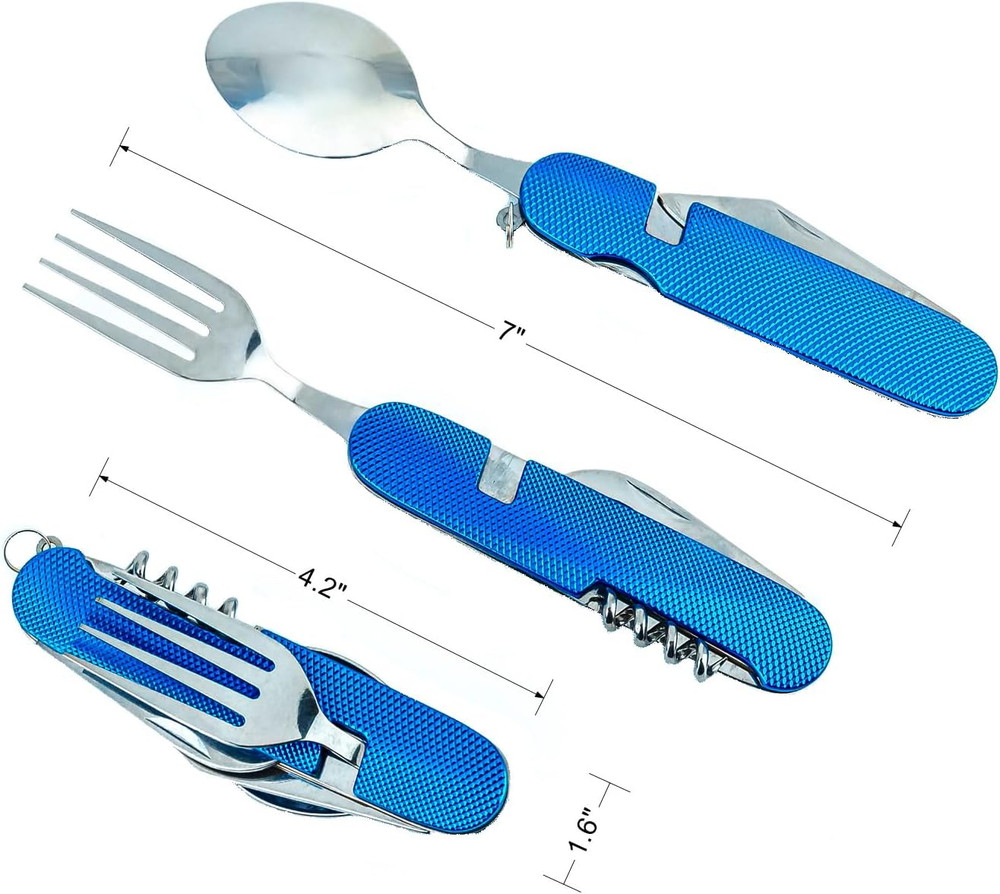 6-In-1 Multi-Function Camping Utensil Flatware Set Detachable Spoon Fork Knife C