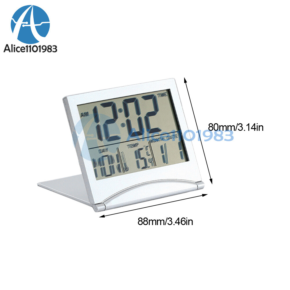 Digital Deck Clock Foldable Calendar Temperature Timer Alarm Clock LCD Display
