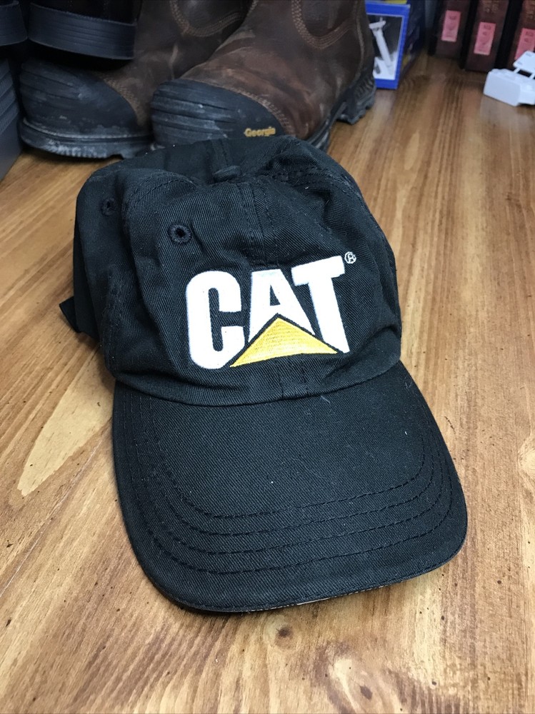 CATERPILLAR CAT BASEBALL HAT CAP Strapback Adjustable Safety Black