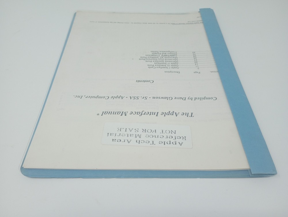 The Apple Interface Manual "Not For Sale" Apple Tech Area Reference Material