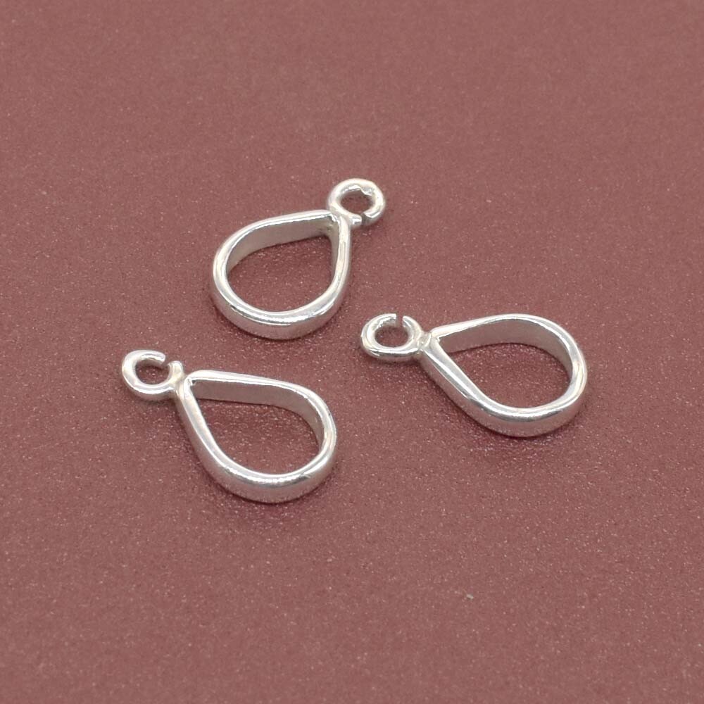 3 Pcs 925 Sterling Silver Pendant Bail Loop Open Jump Ring 15mm Long Bails