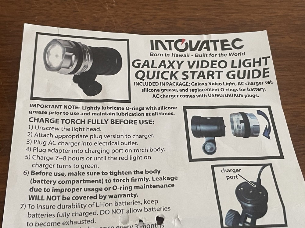 Intova Galaxy Waterproof Deep Divers Torch Lamp Light Video W- Box