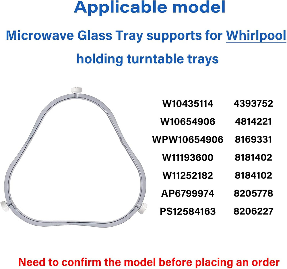 7.48 in W11252182 Microwave Turntable Ring Replacement for Whirlpool with Roller