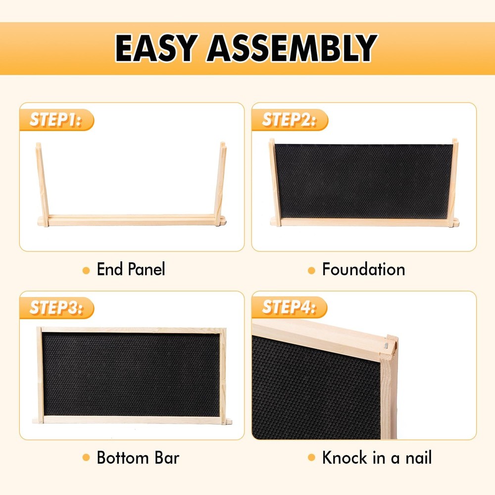 POLLIBEE 10-Pack Deep Brood Bee Frames & Wax Foundations Langstroth 9-1/8"