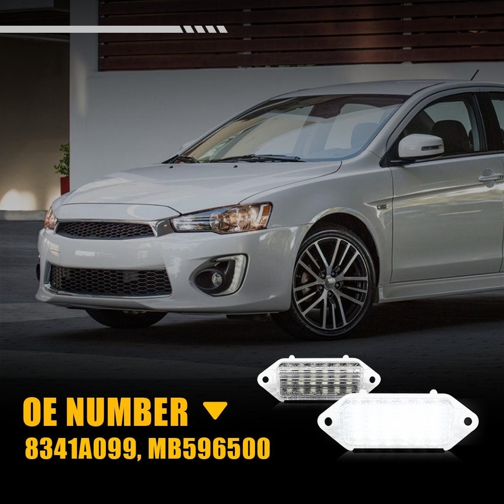 Pair Full LED Bright White License Plate Light Fits 2007-2016 Lancer Evolution