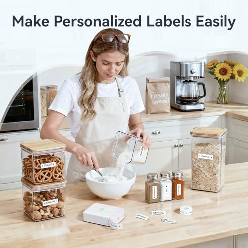 D110 Upgraded Version Mini Label Maker Machine with 3 Tapes, Portable