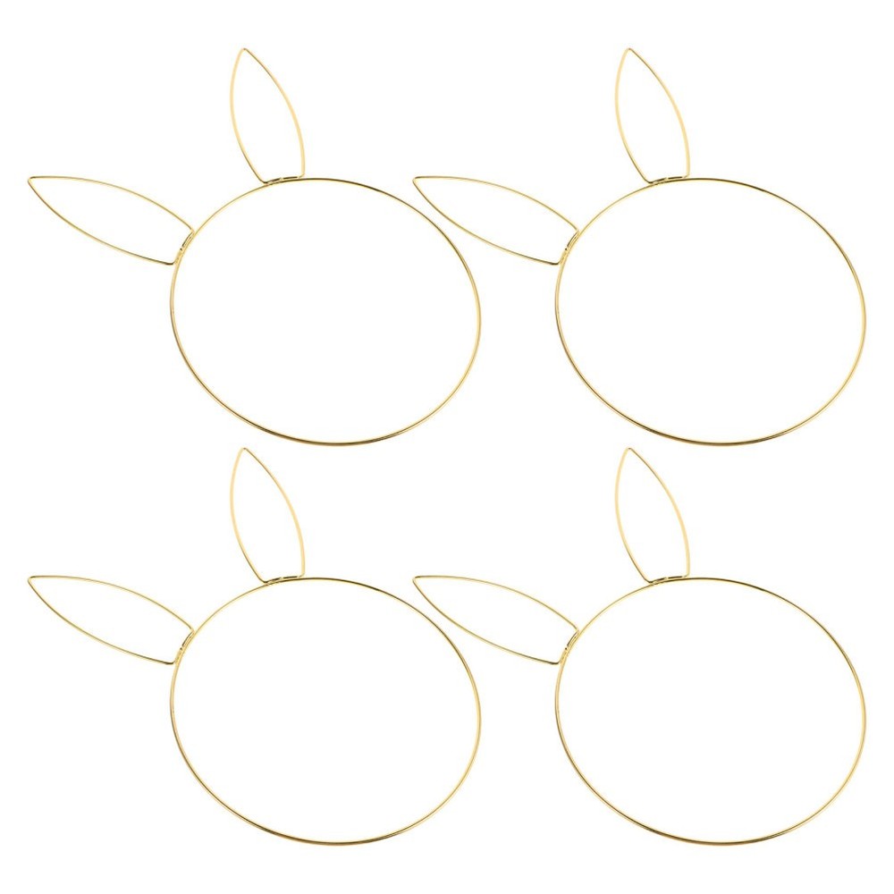 4 Pcs Rabbit Head Garland Bunny Ear Wire Wreath Easter Decorations