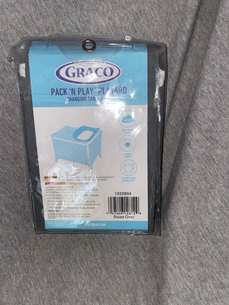 Graco Pack N Play Playard Changing Table Pads 2-Pack Stone Gray NWT
