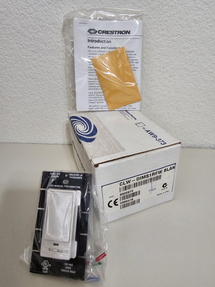 Crestron CLW-DIMS1RFW Wall Box Master Dimmer Switch White 1 Button New
