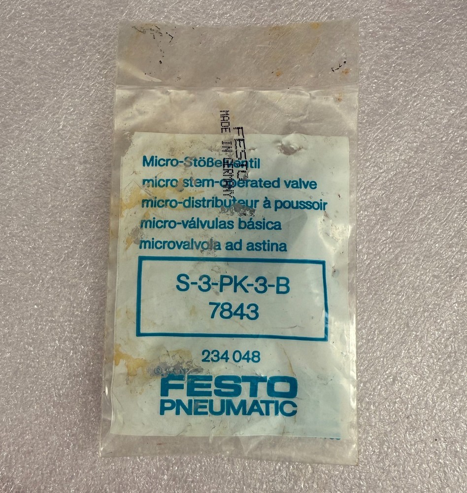 Festo S-3-PK-3-B  Stem Actuated Micro Valve