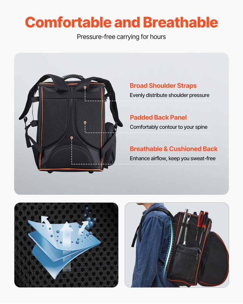 Welding Backpack 35.6L Welder Backpack for Tools Helmet 600D Polyester Ext