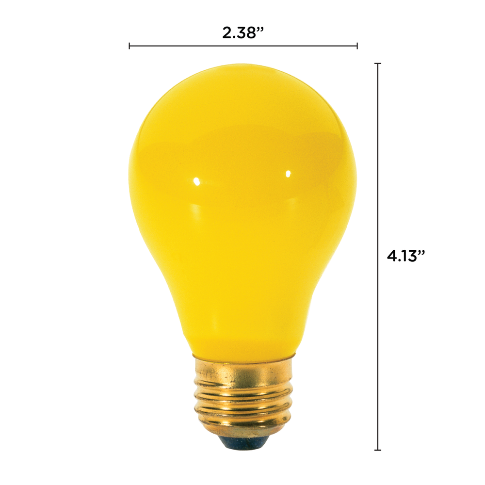 Pack YELLOW BUG LIGHT BULBS 60W Watt A19 Medium E26 120V 60A/Bug 60A/YB 60A19/Y