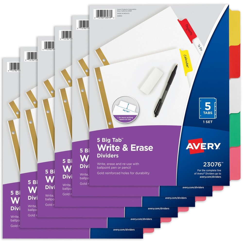 Write & Erase set Set 5 Tab assorted colors binder stationery