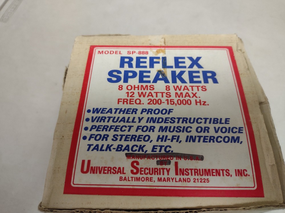 Universal Security Instruments Model SP-888 Reflex Speaker - Used