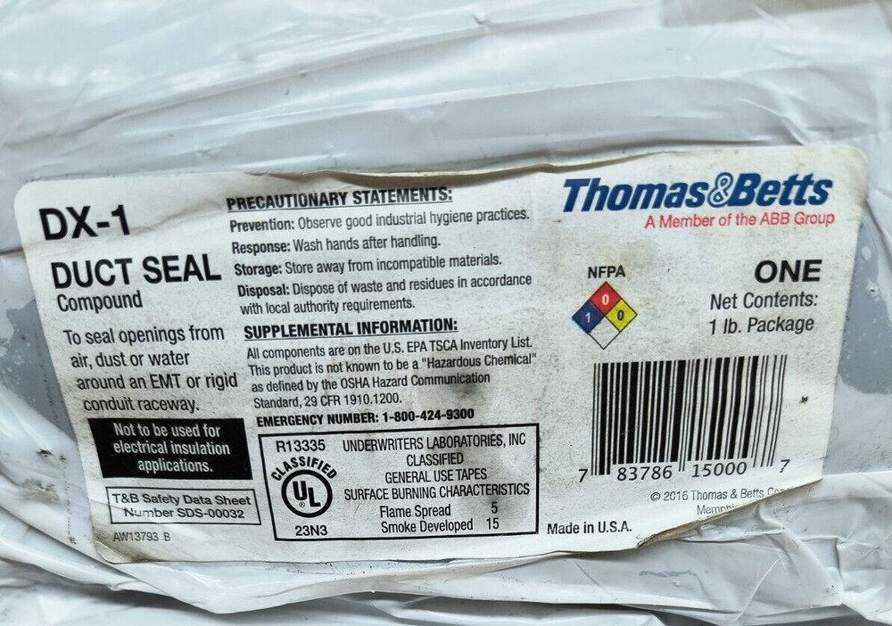 (5) Thomas & Betts DX-1 Duct Seal Compound