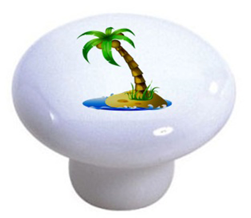 PALM TREE Island CABINET DRAWER Pull KNOB Ceramic