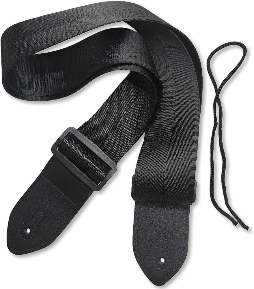 Durable Universal Black Guitar Strap: Lightweight, Adjustable & Comfortable Fit