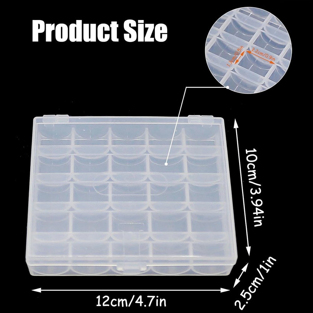 Durable 25-Slot Bobbin Storage Box - Compact, Transparent Sewing Accessory