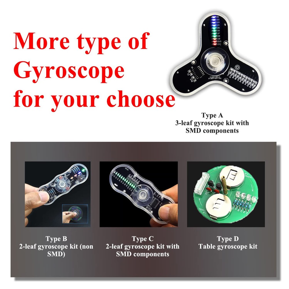 Soldering Practice Kit 3 Leaves LED Rotating Gyroscope DIY Project Electronics**