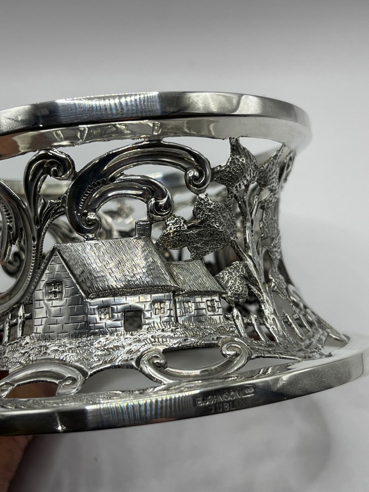Irish Solid silver potato ring Dublin 1907 Castle and cottage E Johnson Ltd