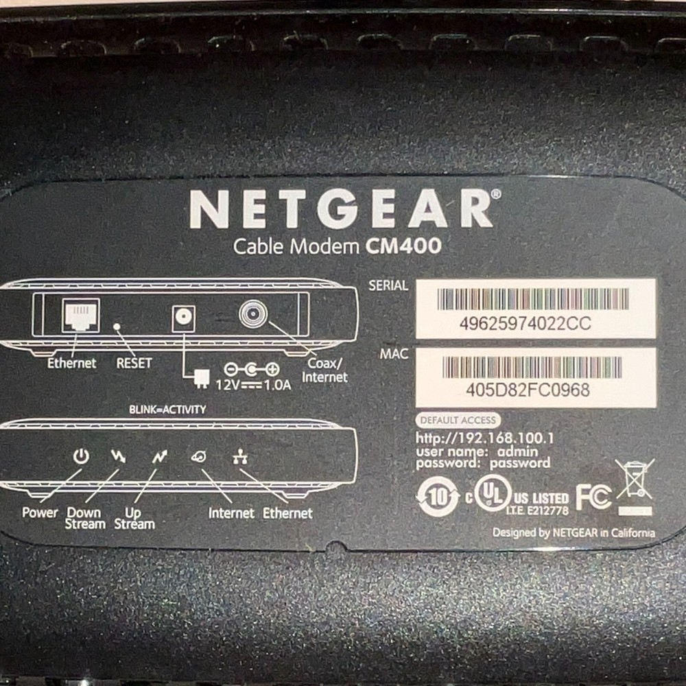 NETGEAR CM400 Cable Modem - Pre-Owned - GC