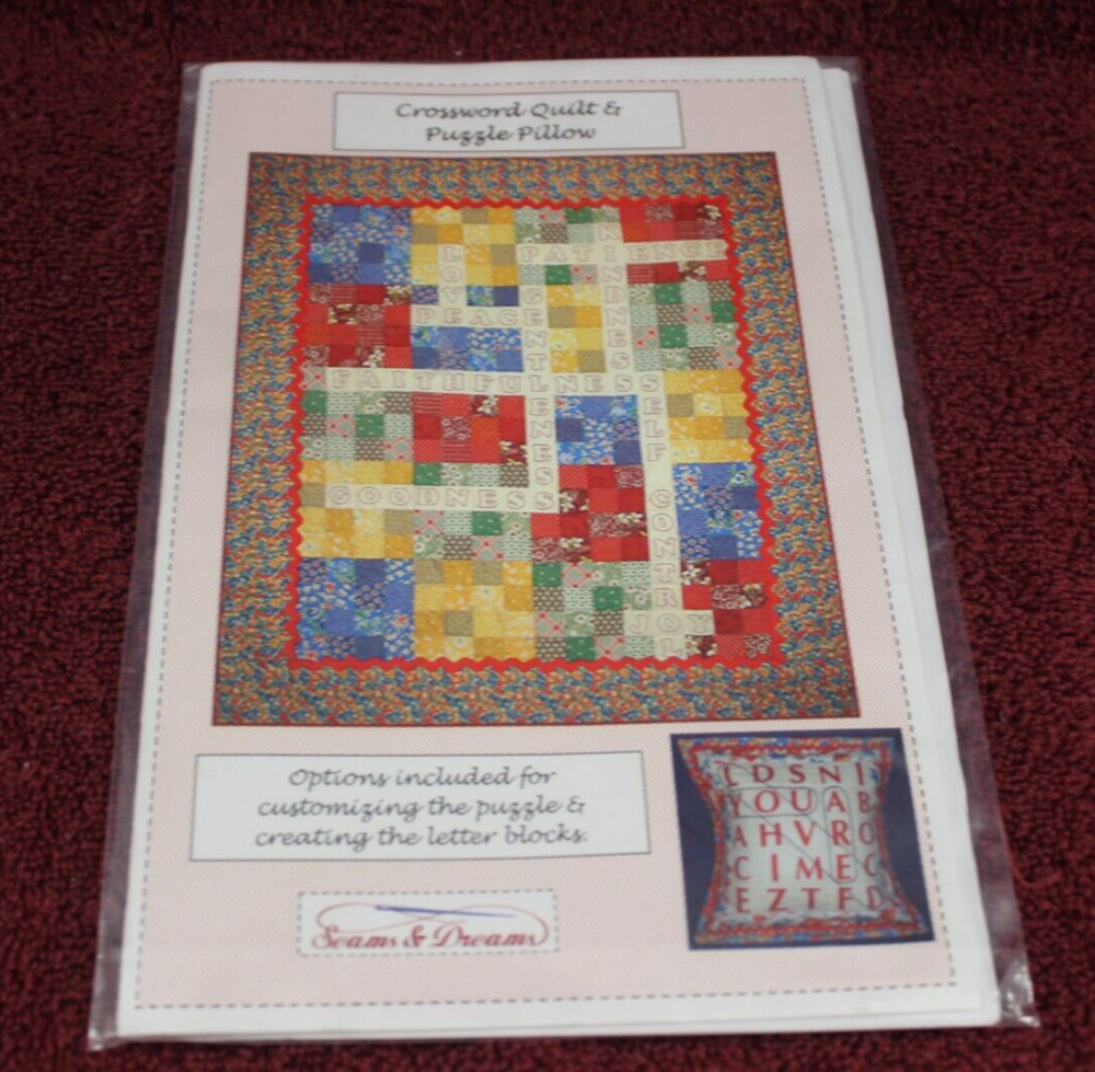 Seams & Dreams Crossword Quilt & Puzzle Pillow Pattern
