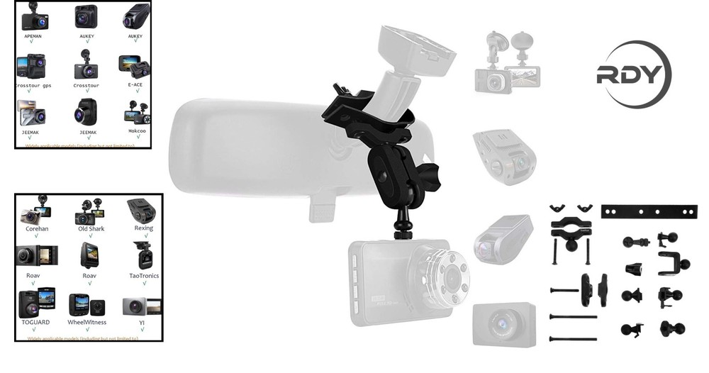 Dash Cam Mirror Mount with 16 Adjustable Joints for Enhanced Visibility