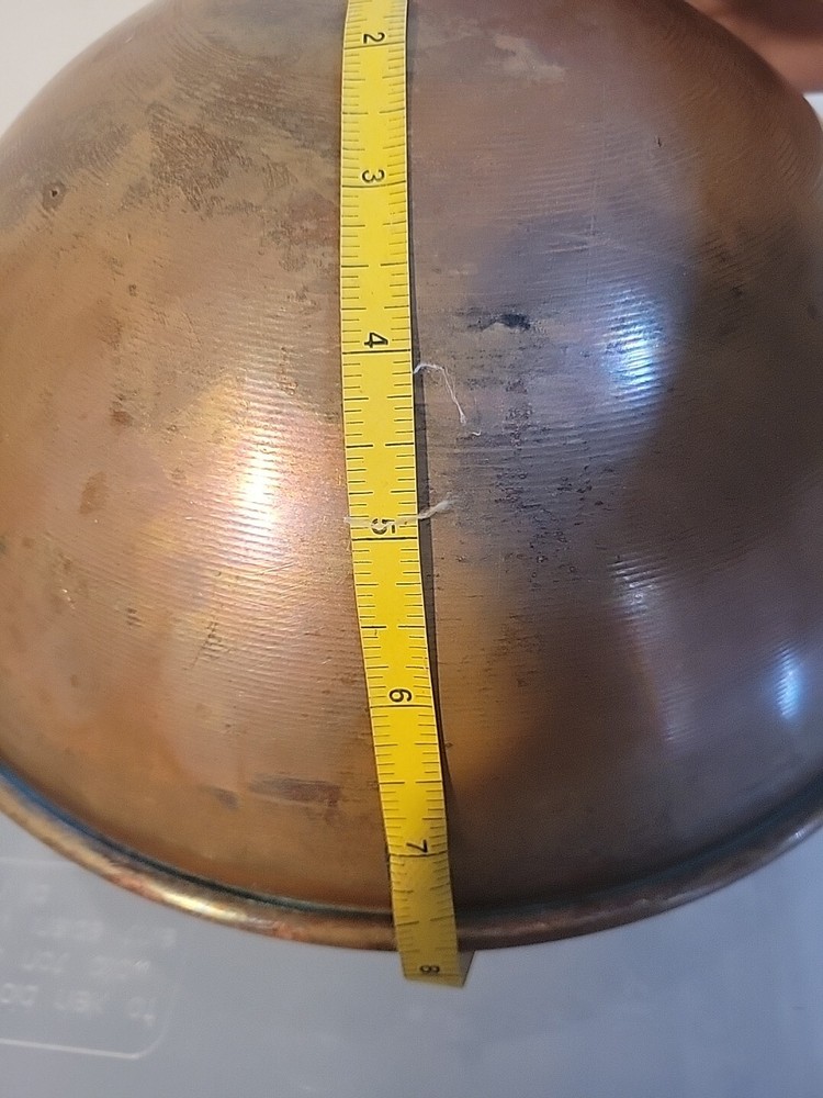 Vintage copper Bowl Wood Handle Hanging 2 Quart