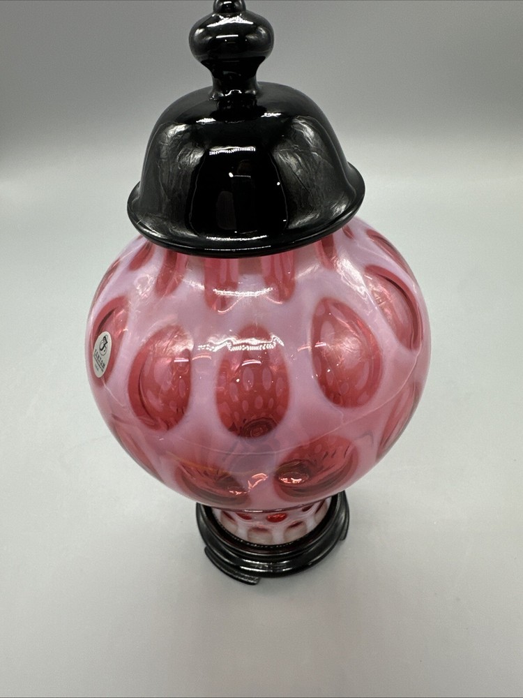 FENTON CRANBERRY COIN DOT 11” GINGER JAR - LIMITED EDITION NUMBERED