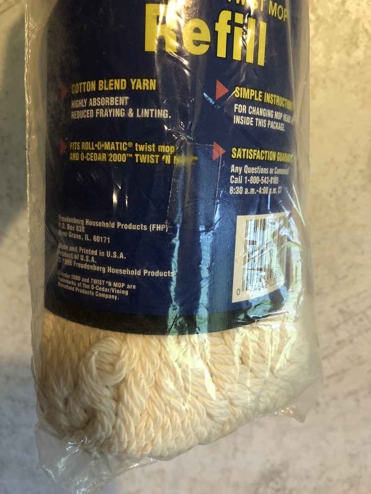 Roll-O-MATIC Self Twisting TWIST MOP REPLACEMENT REFILL O-Cedar 2000 New