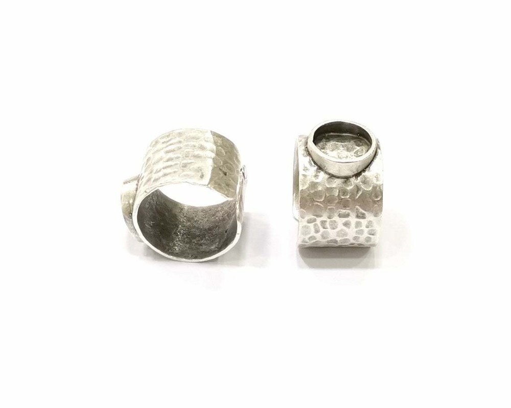 Silver Ring Setting Resin Cabochon Base inlay Blank Adjustable Base Bezel G16462