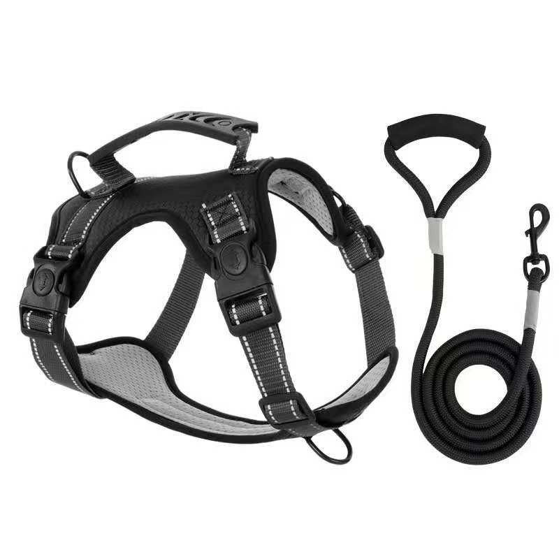 No Pull Dog Pet Vest Harness Adjustable Quality Nylon and LEASH SET  M