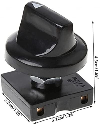 Black Fan Rotary Switch 4 Position 3 Speed Selector Switch Governor with Butt...