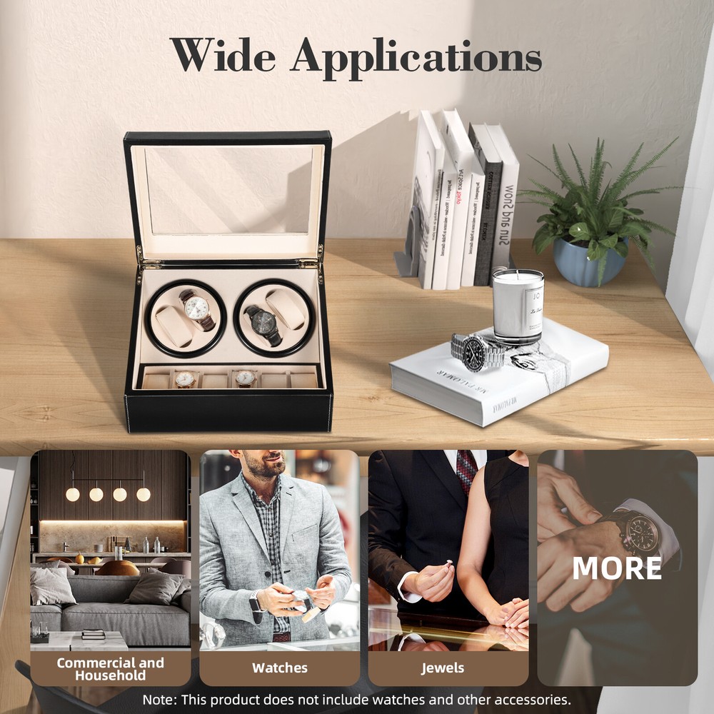 4+6 Luxury Automatic Rotation Display Box Gift Watch Winder Leather Storage Case