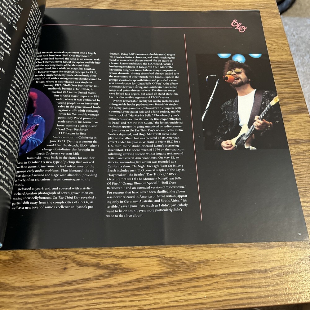 ELO Electric Light Orchestra Afterglow Epic Record INSERT only 1990