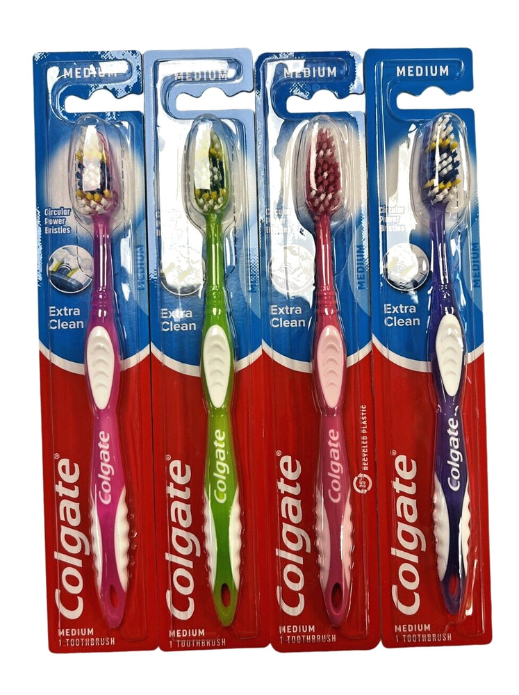 Colgate Toothbrush MEDIUM 55114 ( 4 Sealed Brushes ) Colors WILL Vary
