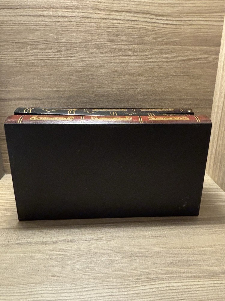 Classical Wooden Book Tissue Box Cover Rectangular (black-top) Hinged