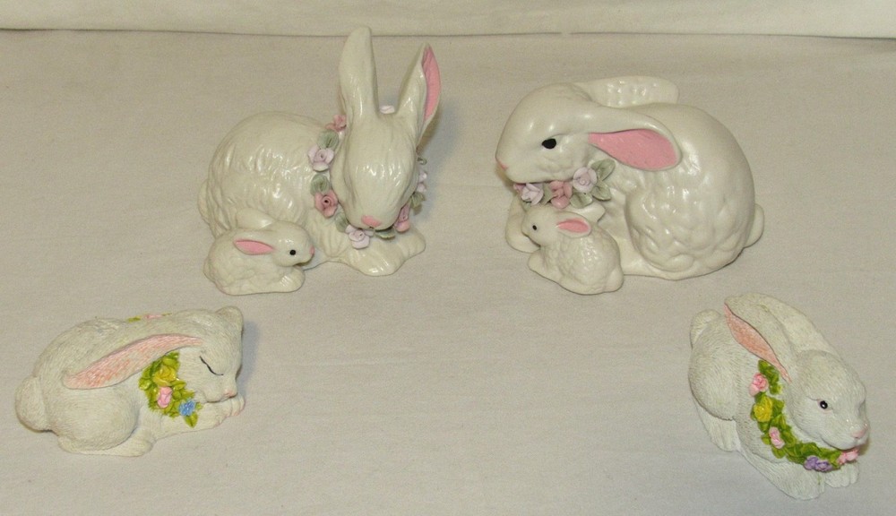 Decorative Ceramic Easter Bunnies - Set of 4 'Forest Creek Gems'