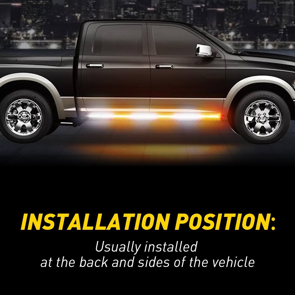 2pcs 60" Running Board Step Strips Bar LED Lights Strobe & White Amber