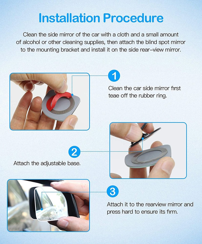 ICBEAMER 4 Pcs Fan-Type Blind Spot Mirrors, 2 Sets 360° Adjustable Wide Angle