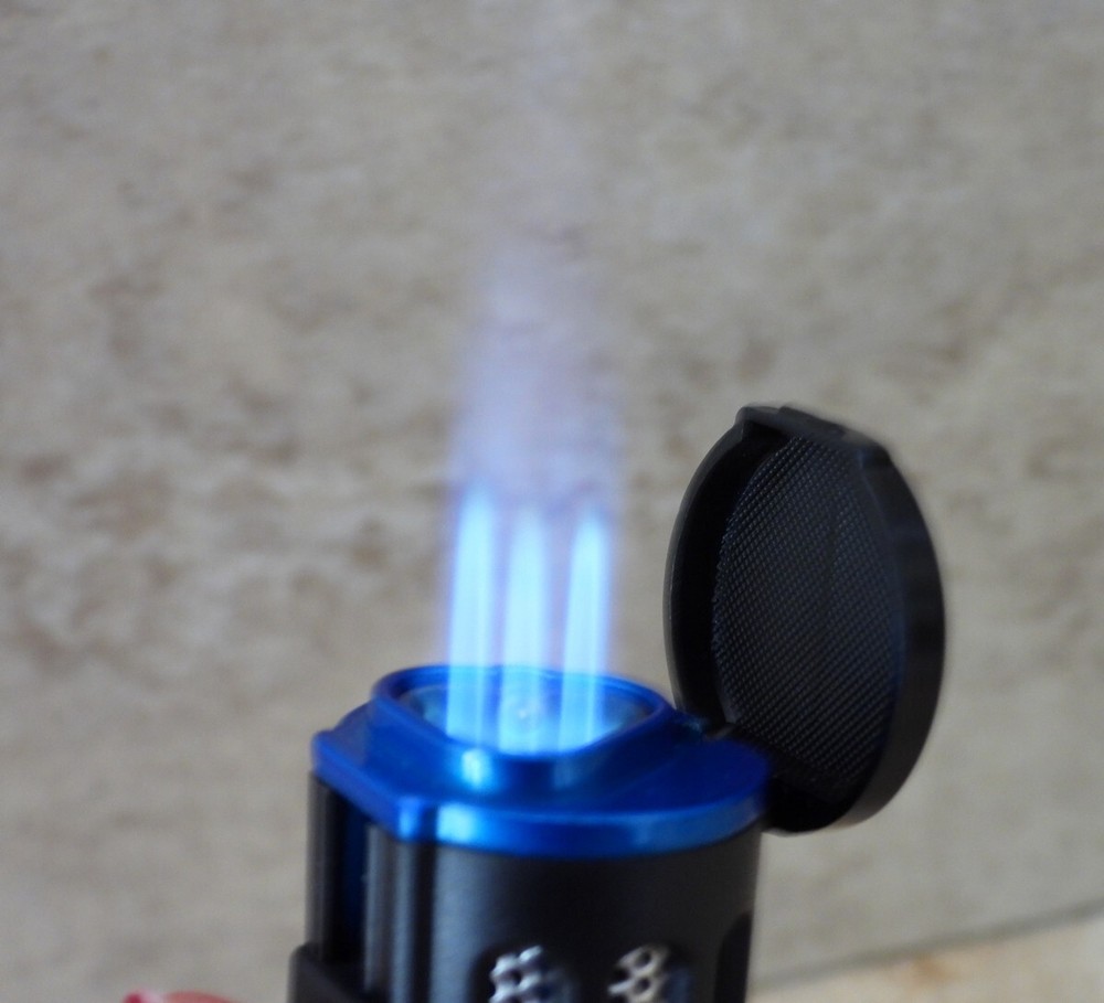 3 × COOL "ROCKY III" × 3 JET FLAME TORCH LIGHTER / SILVER BLACK BLUE