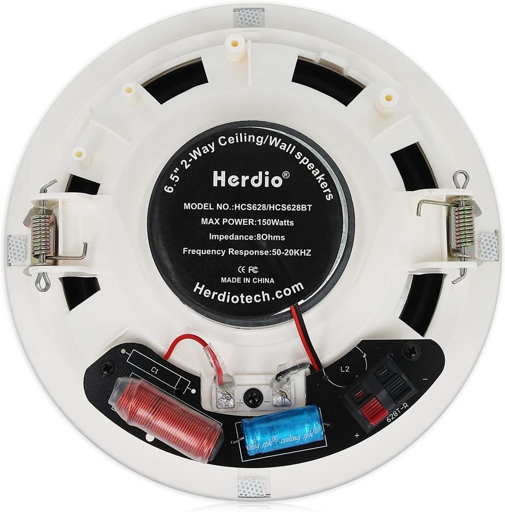 Herdio 4 Kitchen Speakers 6.5’’ Bluetooth Ceiling / Wall Speaker Kit Flush Mount
