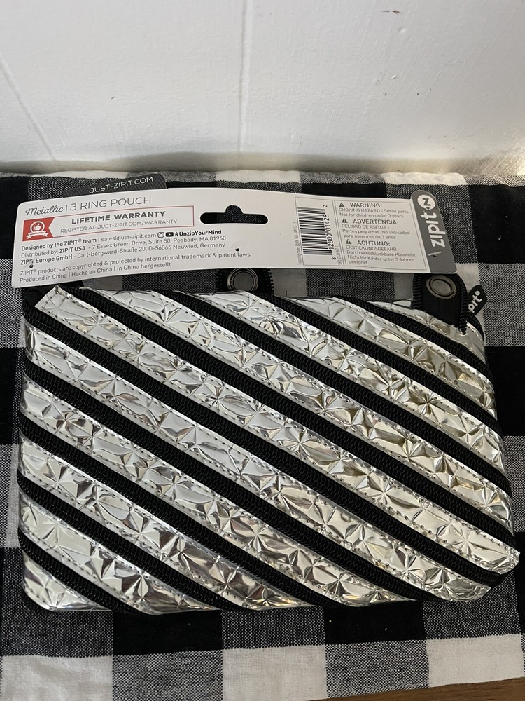 Zip It Metallic 3 Ring Pouch NWT Pencil Case