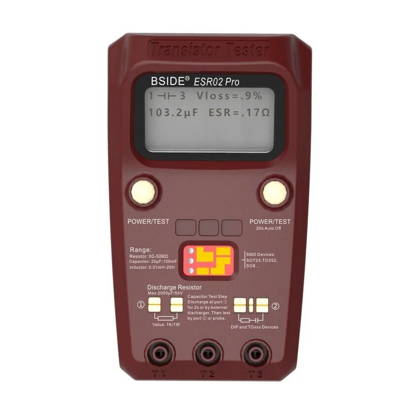 BSIDE ESR02PRO Digital Transistor SMD Components Tester Diode Triode Capacitance