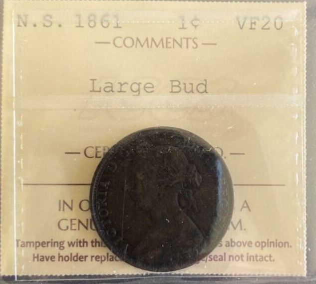 Nova Scotia - 1 Cent - 1861 - Large Bud - ICCS Certified  - VF-20