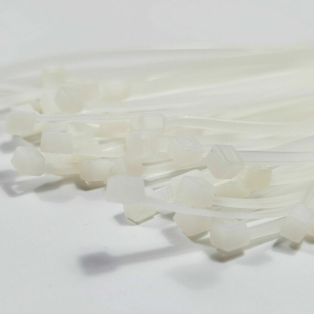 50pcs Cable Zip Ties White, Self-Locking Nylon Plastic White Zip Ties 4mm 200mm