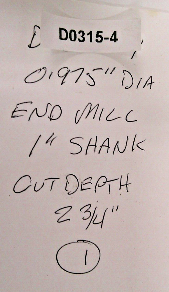 .975" DIA 2 FLUTE FINISH END MILL D0315-4 "B1
