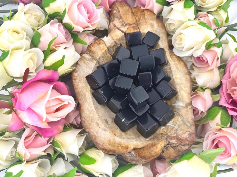 Black obsidian mini crystal cube - black obsidian cube - obsidian mini cube -