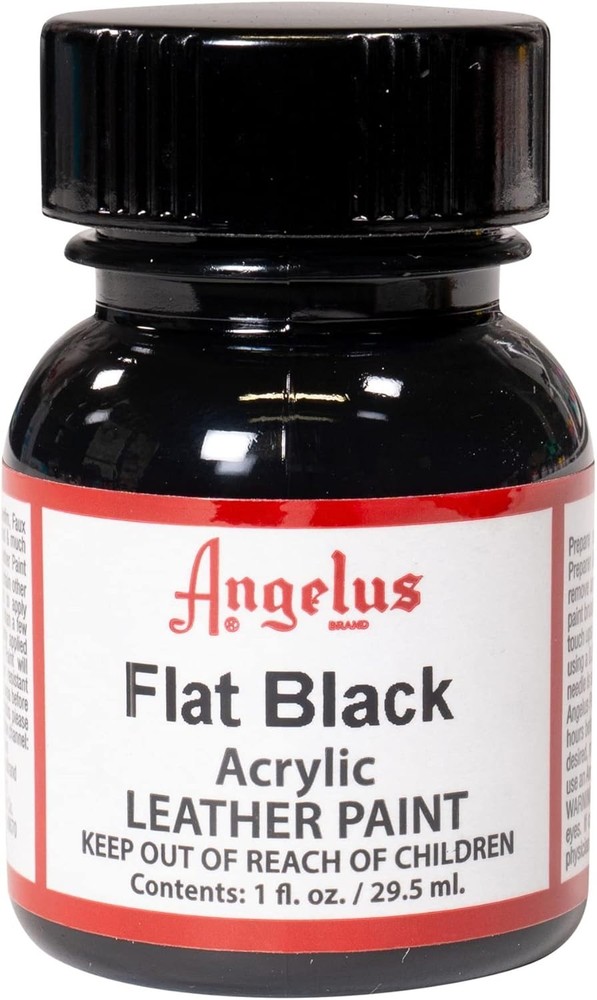 Multi-Surface Flat Black Acrylic Leather Paint for DIY Projects – 1 Fl Oz