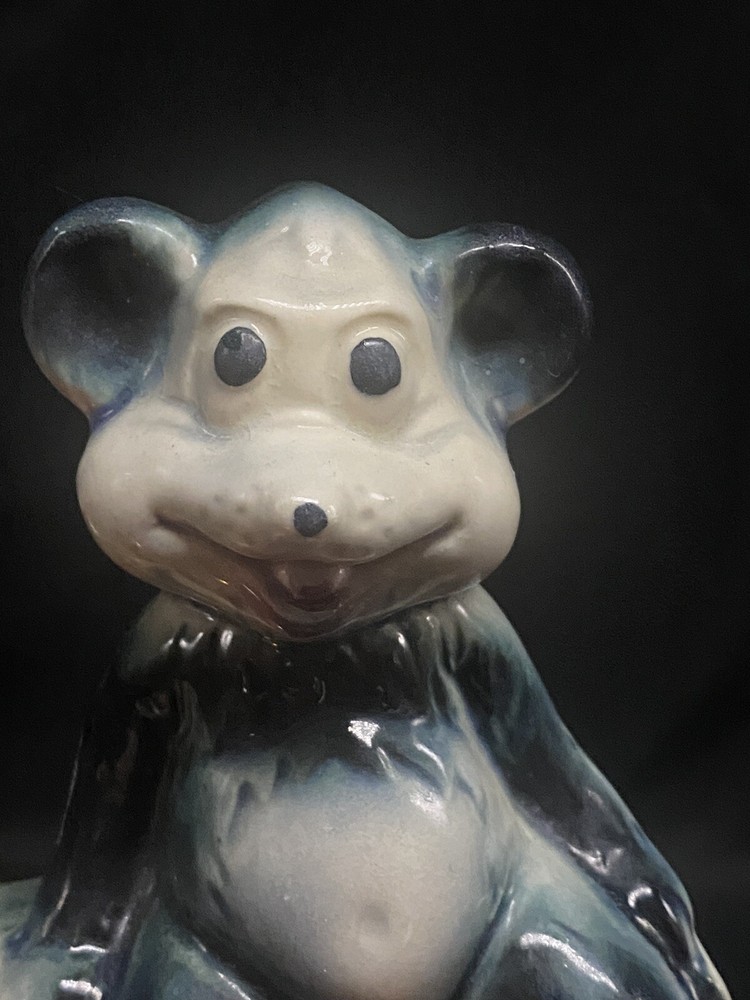 Vintage American Bisque Bear on Log Planter Wedge Bottom